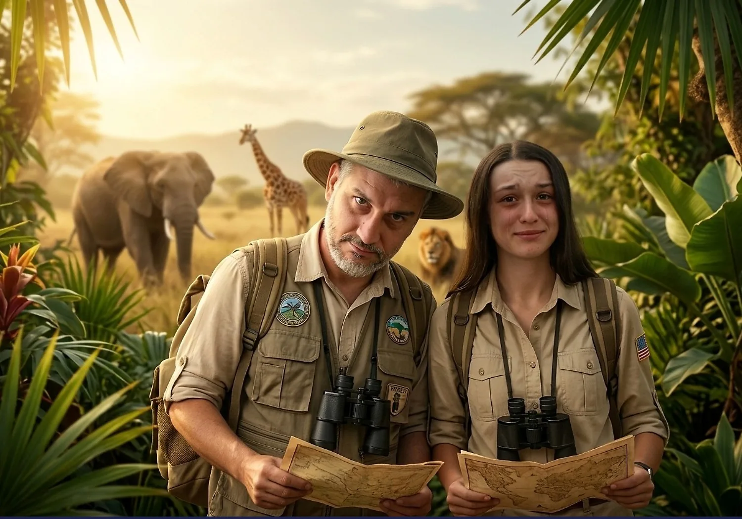Exemple de thème IA « safari » appliqué à une photo prise au photobooth