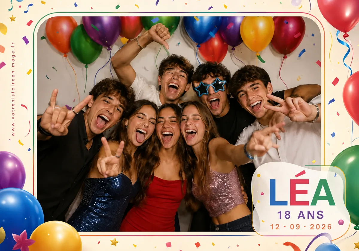 Exemple de maquette imprimée photobooth pour un anniversaire