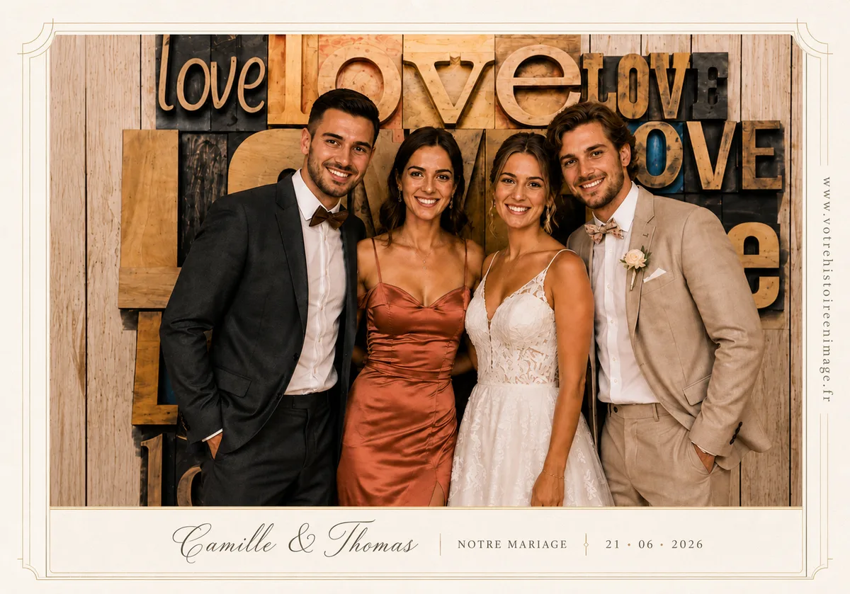 Exemple de maquette imprimée photobooth pour un mariage à Toulon